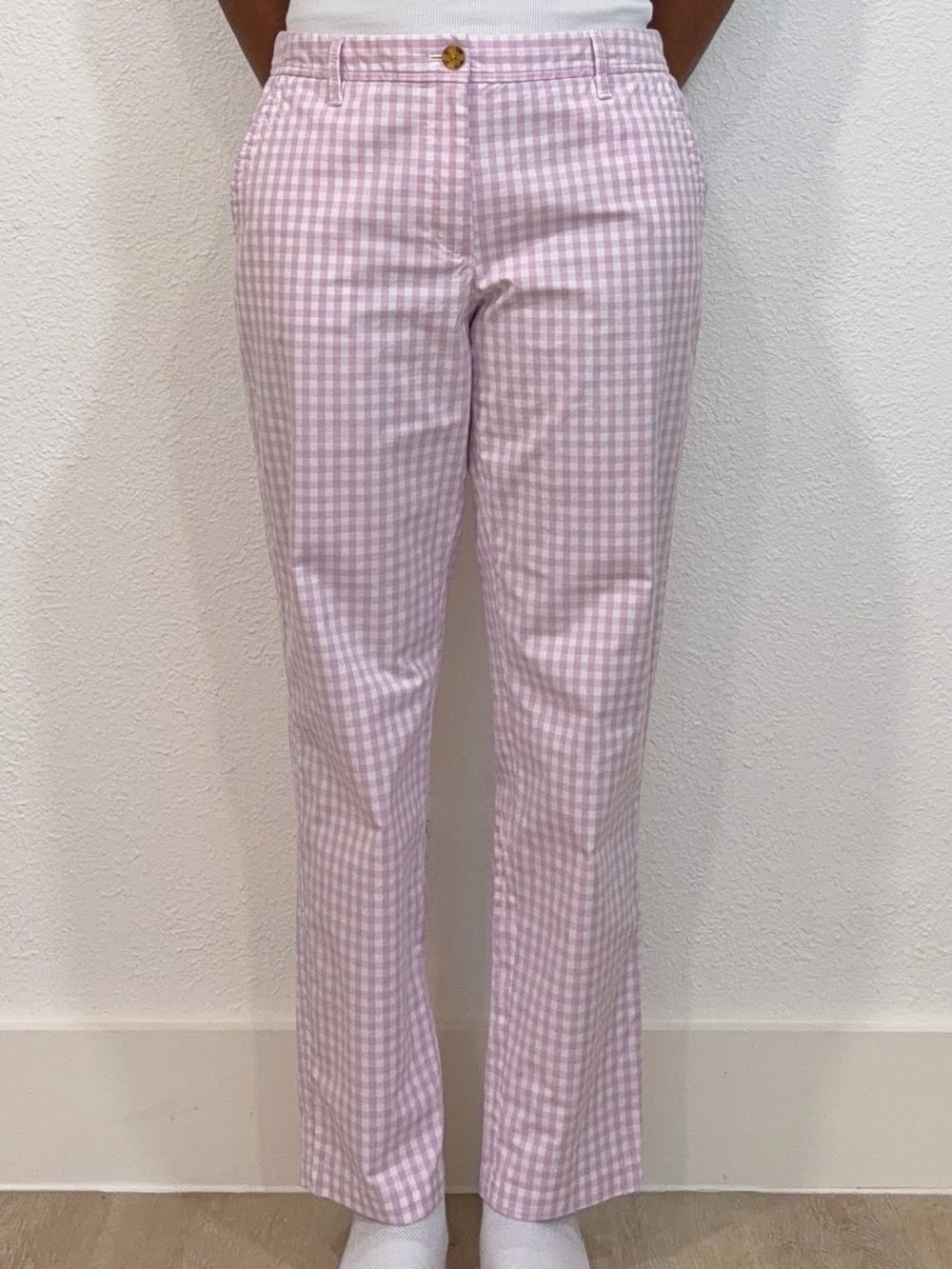 Talbots Pink Gingham Straight-Leg Pants